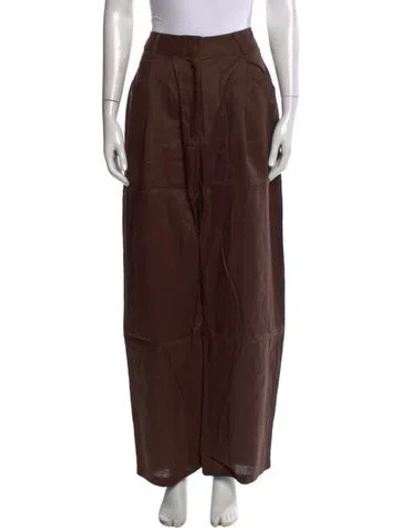 Pre-owned Aexae Linen Wide Leg Pants In Brown