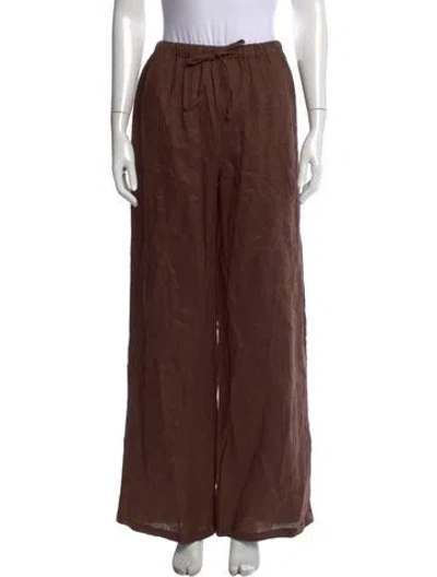 Pre-owned Aexae Linen Wide Leg Pants In Brown