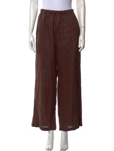 Pre-owned Aexae Linen Wide Leg Pants In Brown