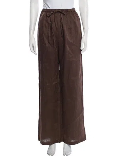 Pre-owned Aexae Linen Wide Leg Pants In Brown