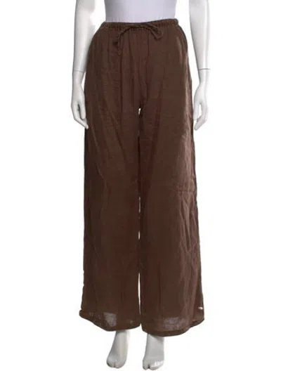 Pre-owned Aexae Linen Wide Leg Pants In Brown