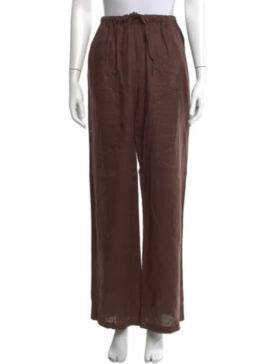 Pre-owned Aexae Linen Wide Leg Pants In Brown
