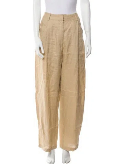 Pre-owned Aexae Linen Wide Leg Pants In Neutral