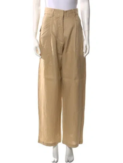 Pre-owned Aexae Linen Wide Leg Pants In Neutral