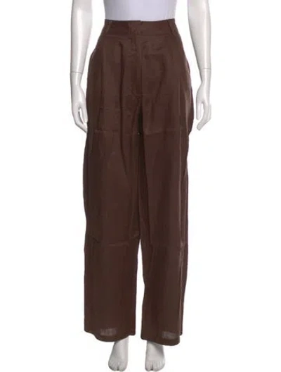 Pre-owned Aexae Linen Wide Leg Pants W/ Tags In Brown
