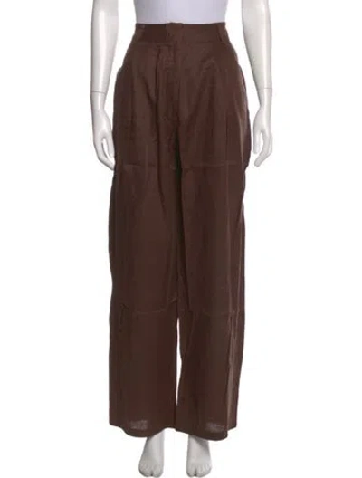 Pre-owned Aexae Linen Wide Leg Pants W/ Tags In Brown