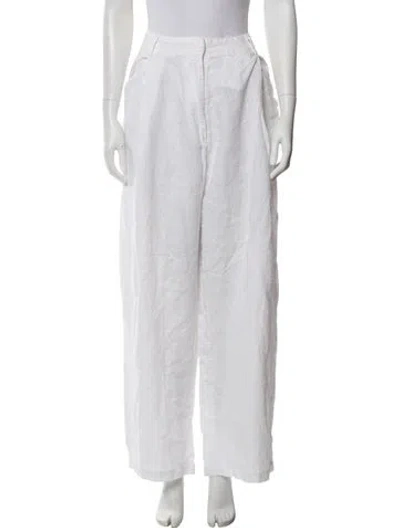Pre-owned Aexae Linen Wide Leg Pants In White