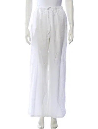Pre-owned Aexae Linen Wide Leg Pants In White