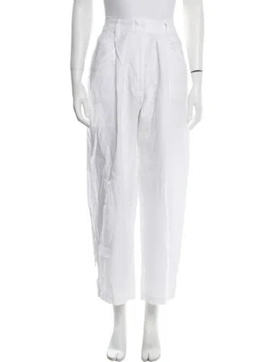 Pre-owned Aexae Linen Wide Leg Pants In White