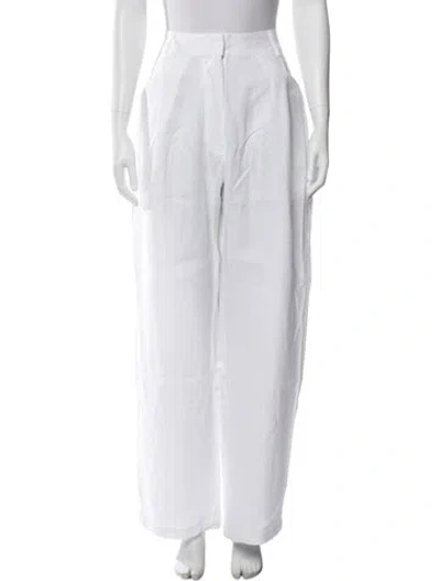 Pre-owned Aexae Linen Wide Leg Pants In White