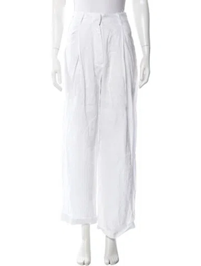 Pre-owned Aexae Linen Wide Leg Pants In White