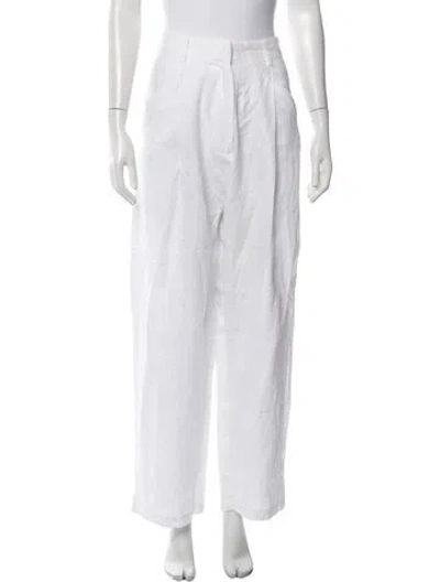 Pre-owned Aexae Linen Wide Leg Pants In White