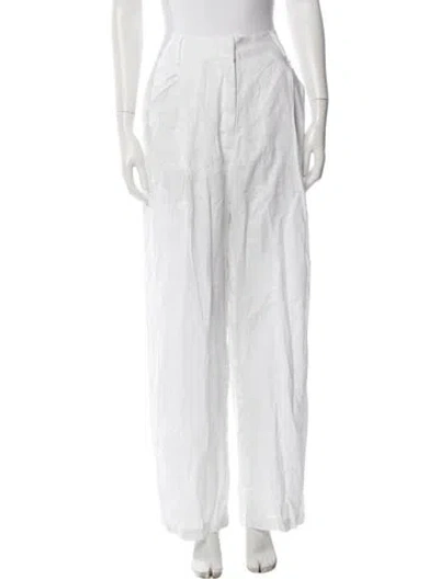 Pre-owned Aexae Linen Wide Leg Pants In White