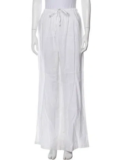 Pre-owned Aexae Linen Wide Leg Pants In White