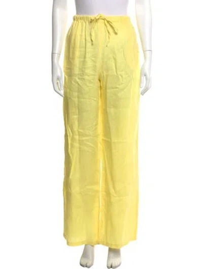 Pre-owned Aexae Linen Wide Leg Pants In Yellow