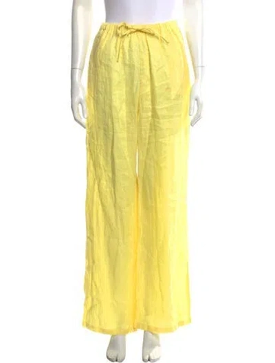 Pre-owned Aexae Linen Wide Leg Pants In Yellow