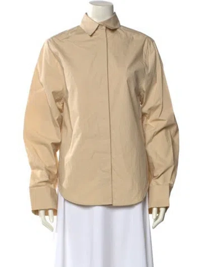 Pre-owned Aexae Long Sleeve Button-up Top In Neutral