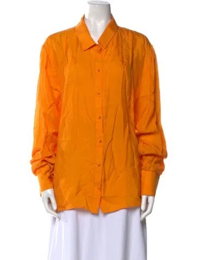Pre-owned Aexae Long Sleeve Button-up Top In Orange