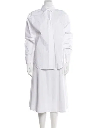 Pre-owned Aexae Mock Neck Long Sleeve Button-up Top W/ Tags In White