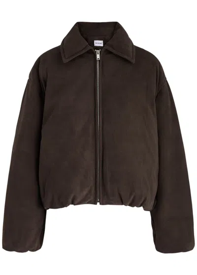 Aexae Padded Suede Bomber Jacket In Brown