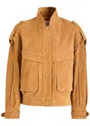 Aexae Leather Suede Oversized Jacket In Camel