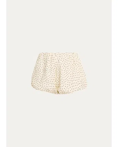 Aexae Polka Dot Linen Bubble Shorts In White