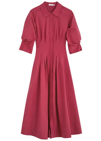 Aexae Ribbed-knit Maxi Dress In Red