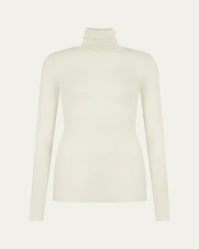 Aexae Sheer Wool Turtleneck Top In Bone