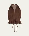 Aexae Sleeveless Linen Drawstring Top In Brown