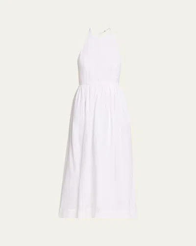 Aexae Sleeveless Linen Midi Dress In White