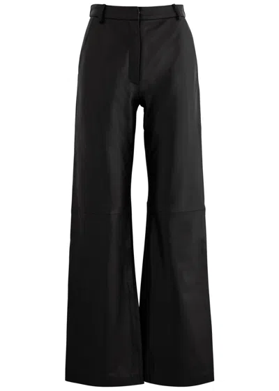 Aexae Straight-leg Leather Trousers In Black