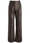 Aexae Straight-leg Leather Trousers In Brown