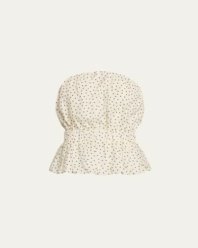 Aexae Strapless Polka Dot Linen Top In Neutral