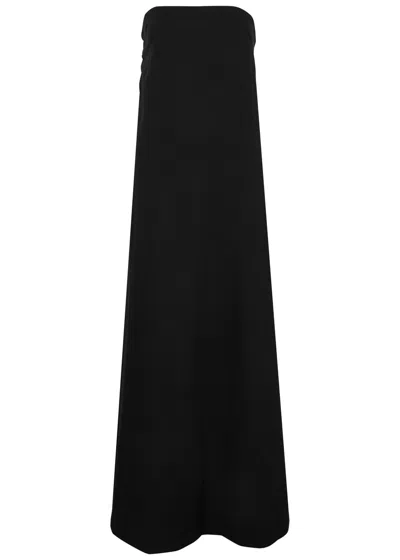 Aexae Strapless Woven Maxi Dress In Black