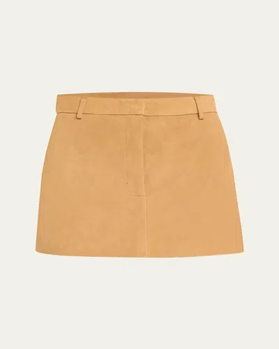 Aexae Suede Mini Skirt In Suede Tan