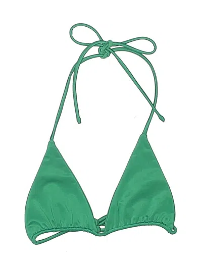 Pre-owned Aexae Swimsuit Top Green Solid Pattern Swimwear