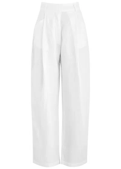 Aexae Wide-leg Linen Trousers In White