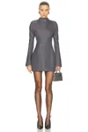 Aexae Wool Contoured Turtleneck Long Sleeve Mini Dress In Blue