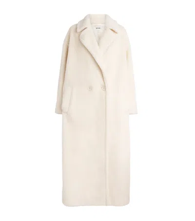 Aexae Wool Shearling Oversized Coat In Ivory