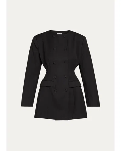 Aexae Wool-silk Contoured Blazer Mini Dress In Black