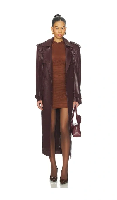 Aexae X Revolve Leather Suede Trench Coat Â€“ Pebble Burgundy. Å°ºç � Xs (also Â€“ L, M). In Brown