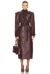 Aexae X Revolve Leather Suede Trench Coat In Burgundy