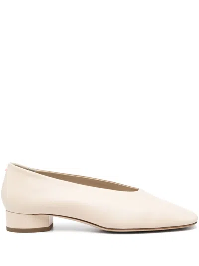 Aeyde Off-white Delia Low-heeled Ballet Heels In Neutrals