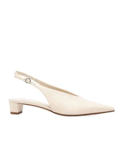 Aeyde 30mm Leather Slingback Pumps In White