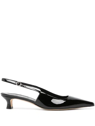 Aeyde Pointed Toe Kitten Heel Pumps With Patent Finish In Black