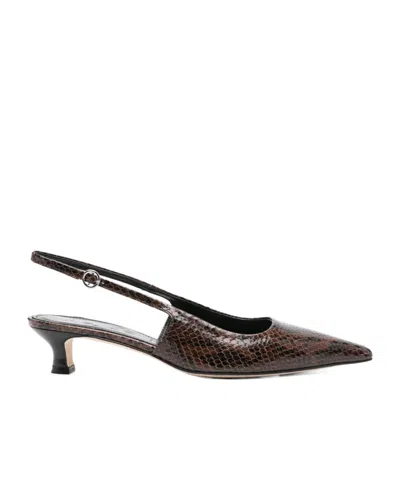 Aeyde Saba Buckled Patent-leather Slingback Pumps In Black