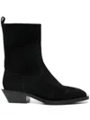 Aeyde Luis 35mm Square Toe Block In Leatherheel Ankle Boot In Black