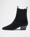Aeyde Pointed Toe Ankle Boots With Elastic Side Panels In Black