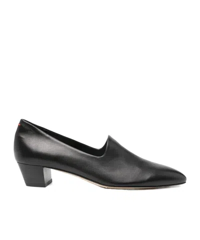 AEYDE 40MM ALMOND-TOE BLOCK-HEEL LOAFERS