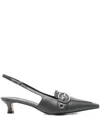 Aeyde 40mm Davina Buckle-detail Pointed-toe Slingback Pumps In Gray